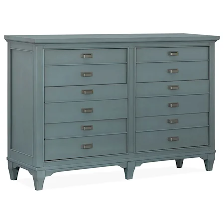 Storage 6-Drawer Server with Felt-Lined Top Drawers